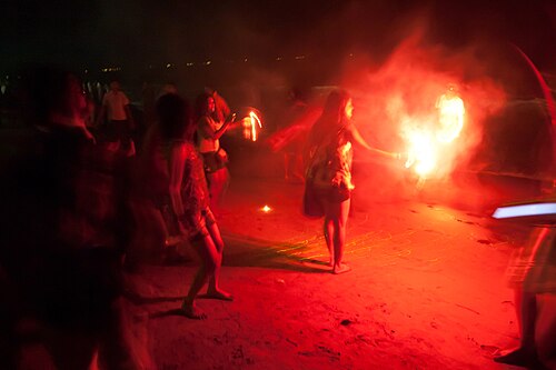 Anjuna · Silvester am Anjuna Beach — mitten in unserem Zeitfenster.